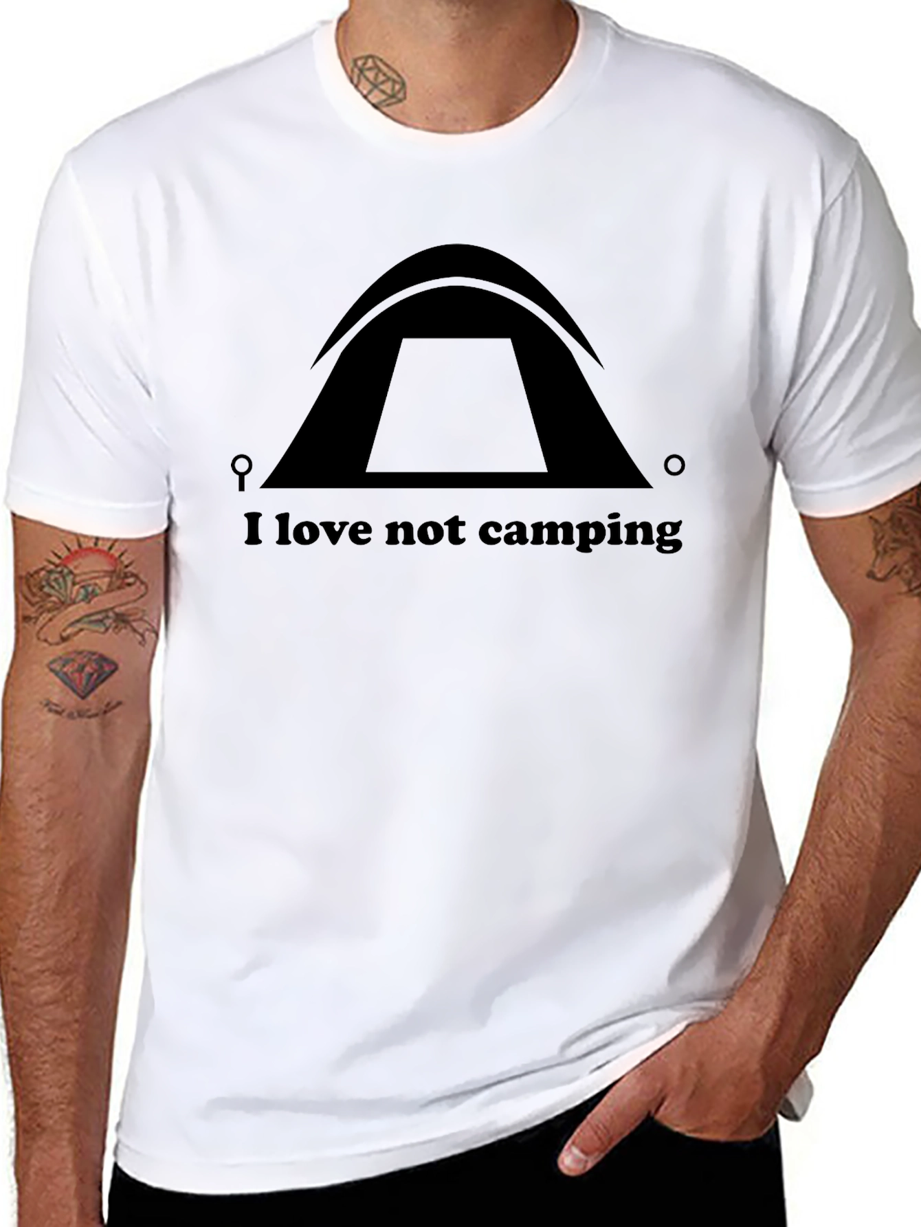 I Love Not Camping T-Shirt - Funny Outdoor Graphic Tee