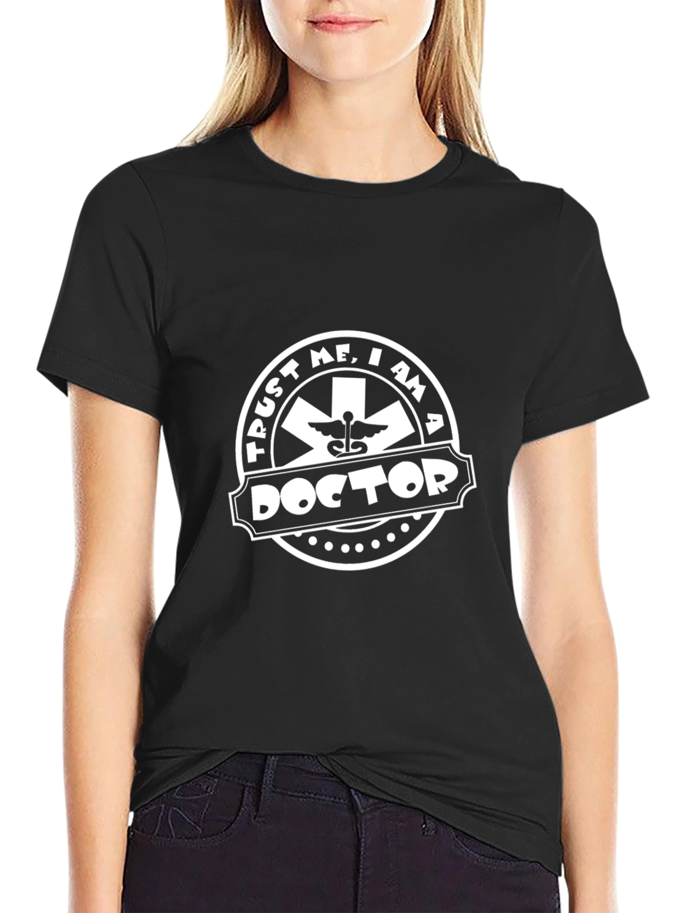 Trust Me I Am A Doctor Black Graphic Tee