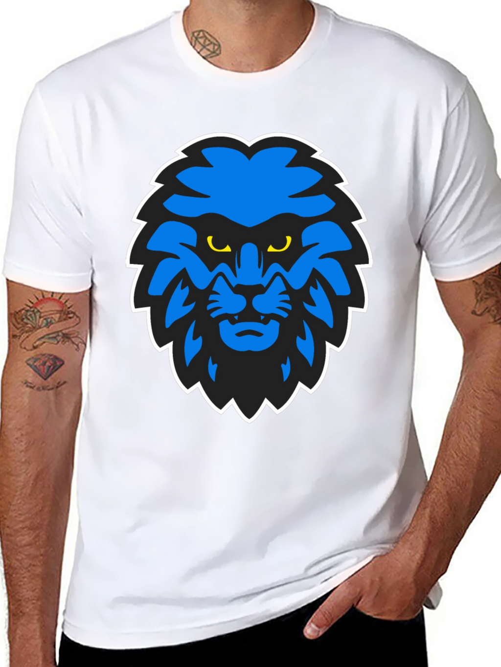 Blue Lion Graphic Black T-Shirt