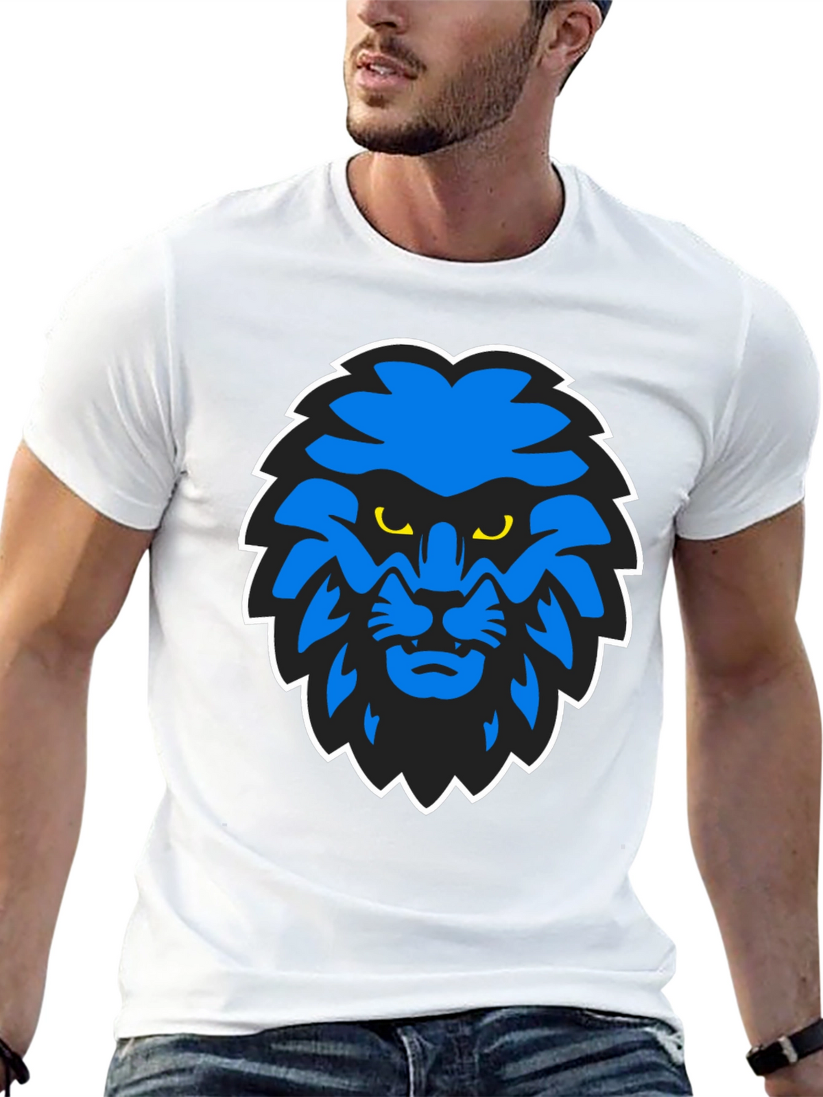 Blue Lion Graphic Black T-Shirt