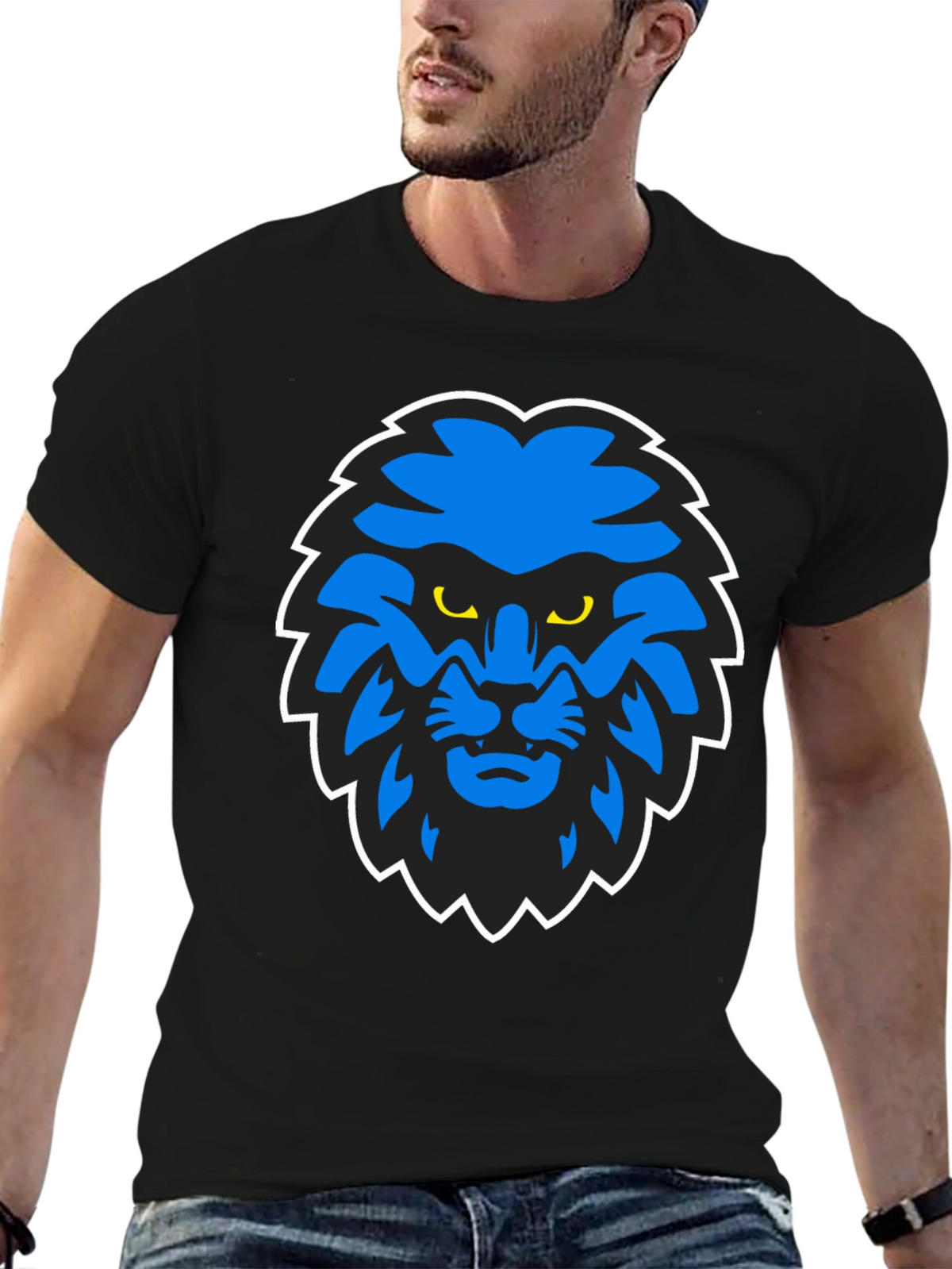 Blue Lion Graphic Black T-Shirt