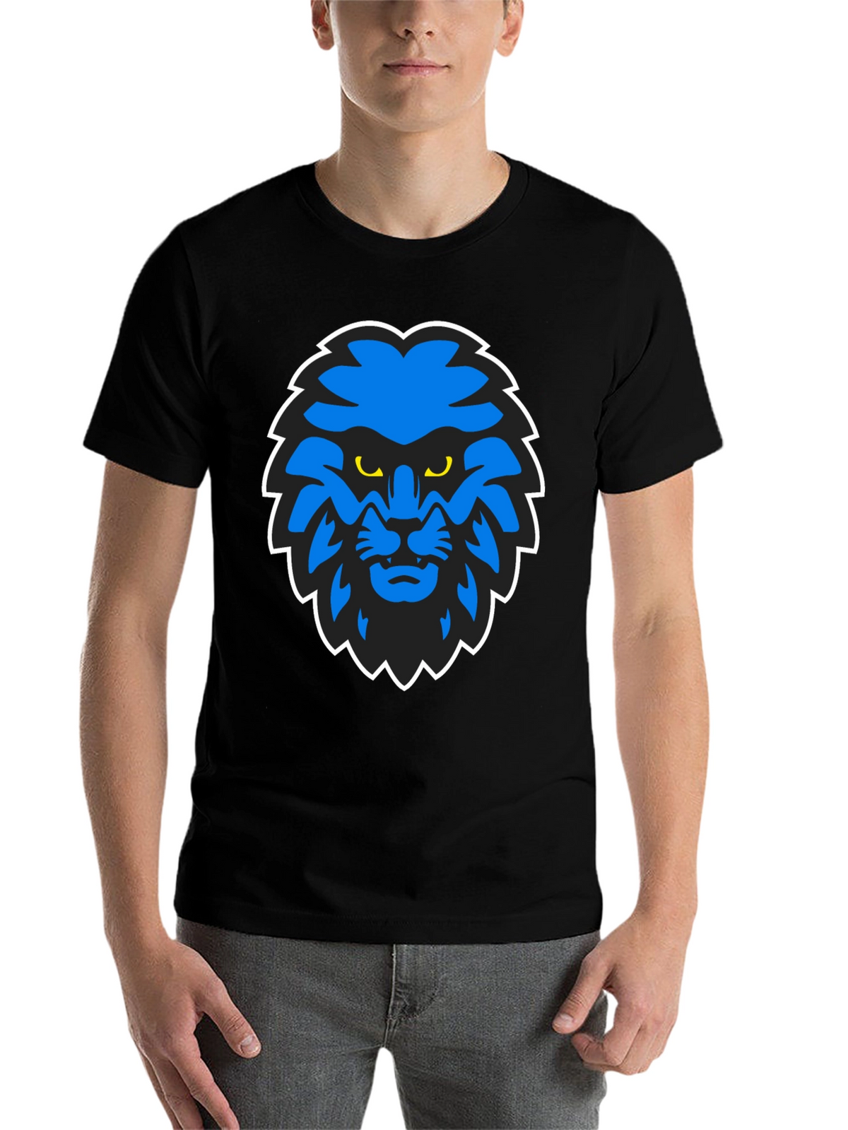 Blue Lion Graphic Black T-Shirt