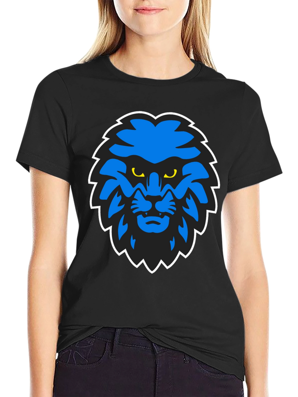 Blue Lion Graphic Black T-Shirt