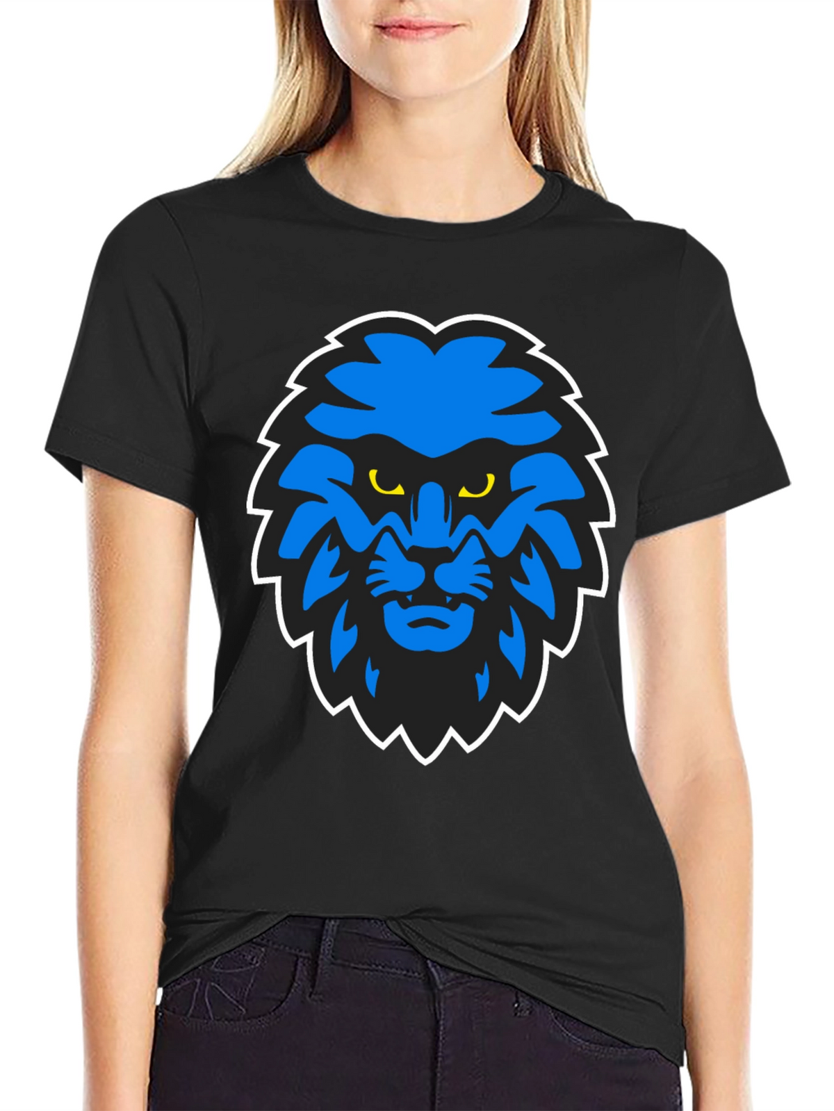 Blue Lion Graphic Black T-Shirt