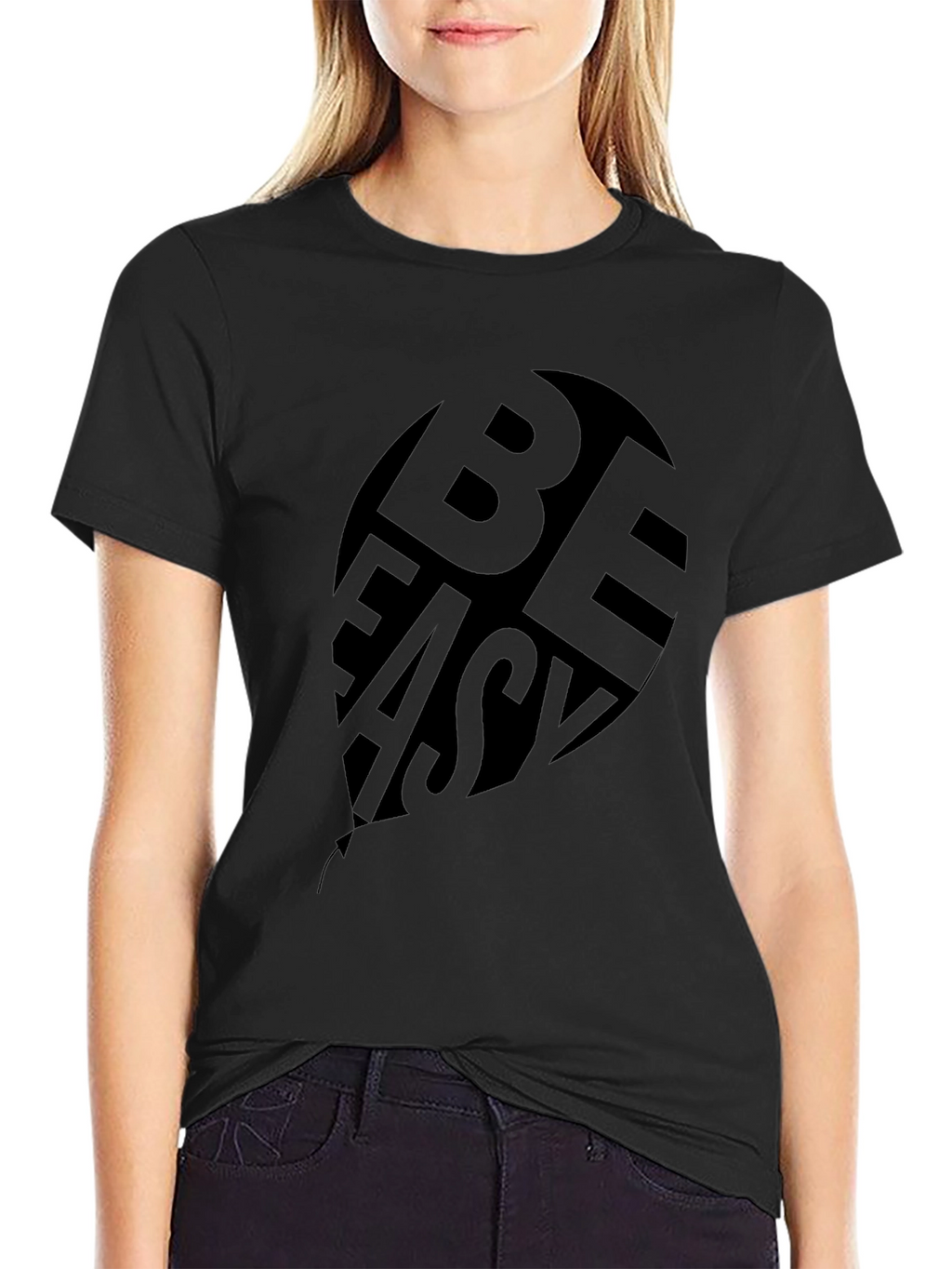 Be Easy Black Graphic Print T-Shirt