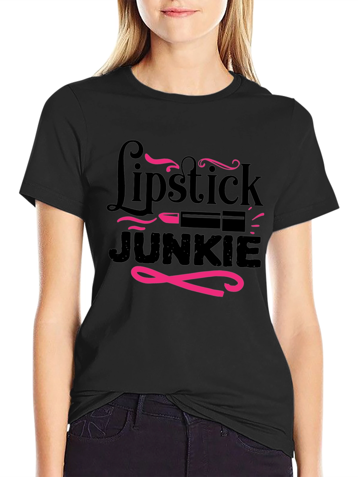 Lipstick Junkie Graphic T-Shirt - Stylish & Fun