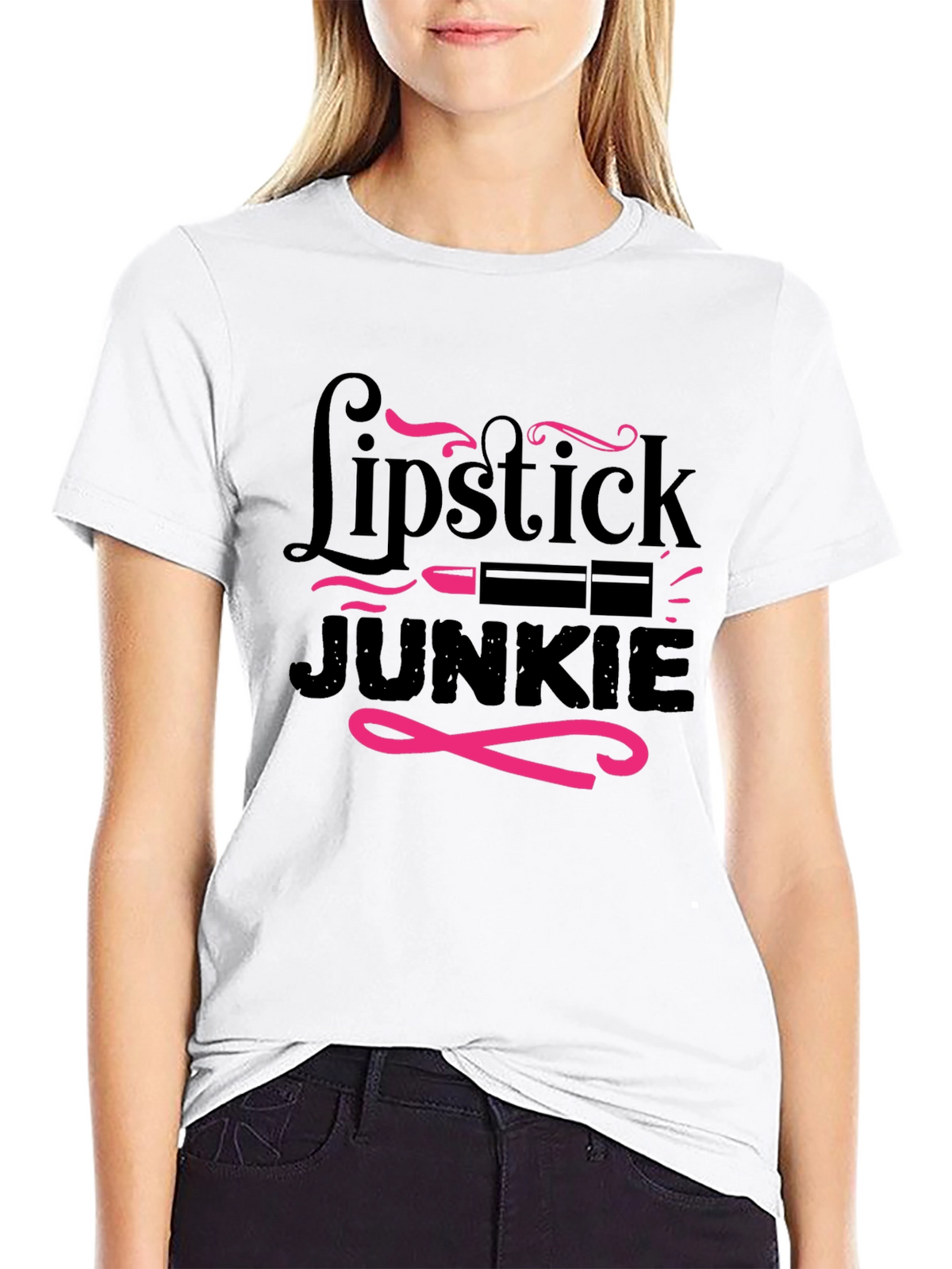 Lipstick Junkie Graphic T-Shirt - Stylish & Fun