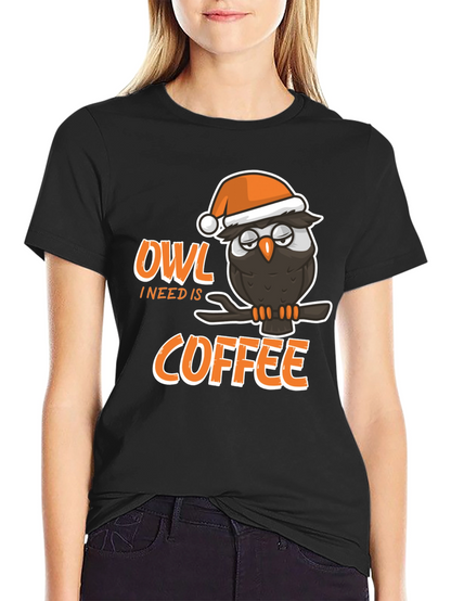 Owl I Need Is Coffee Graphic T-Shirt