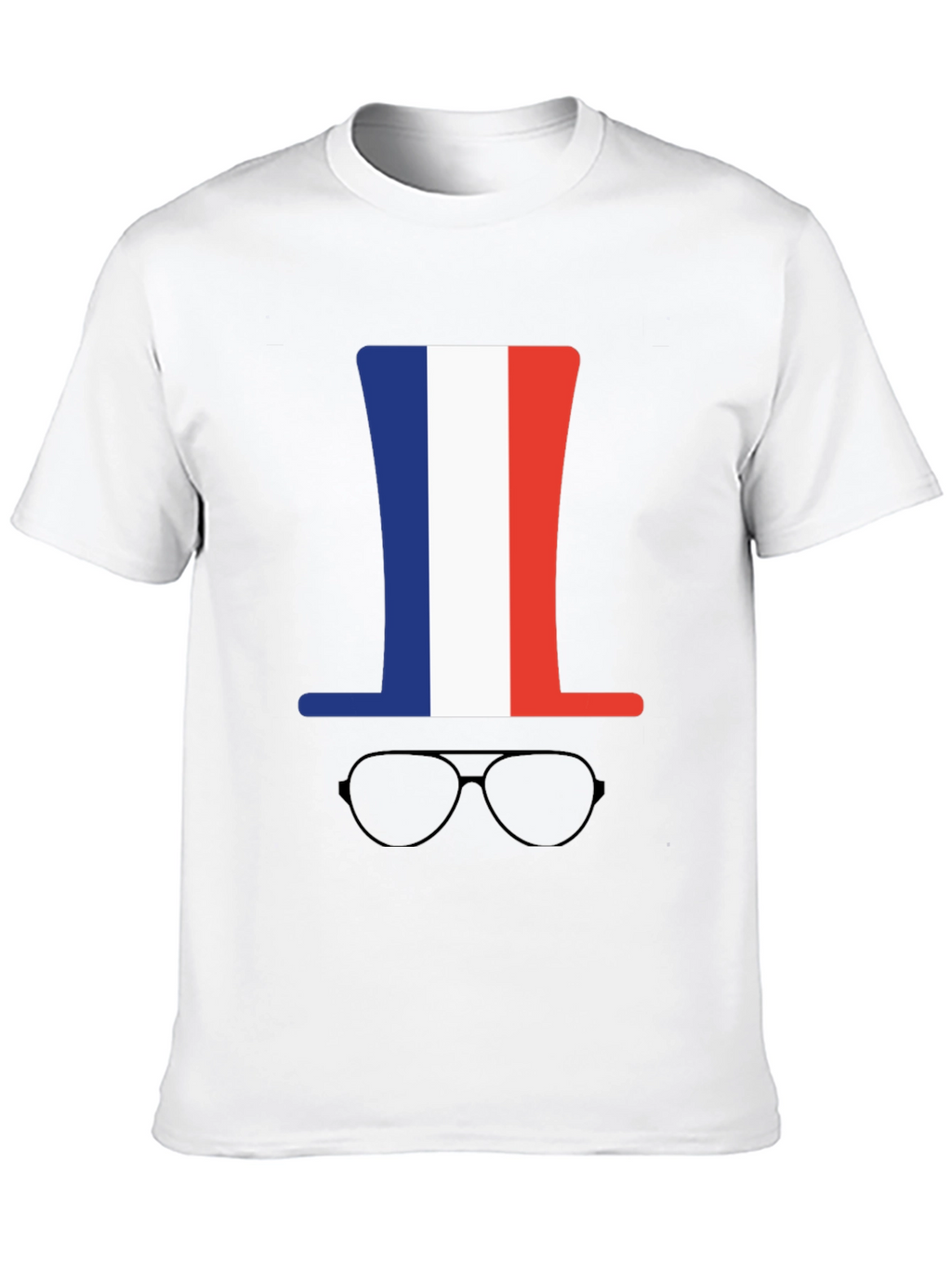 French Flag Hat & Glasses Graphic Tee