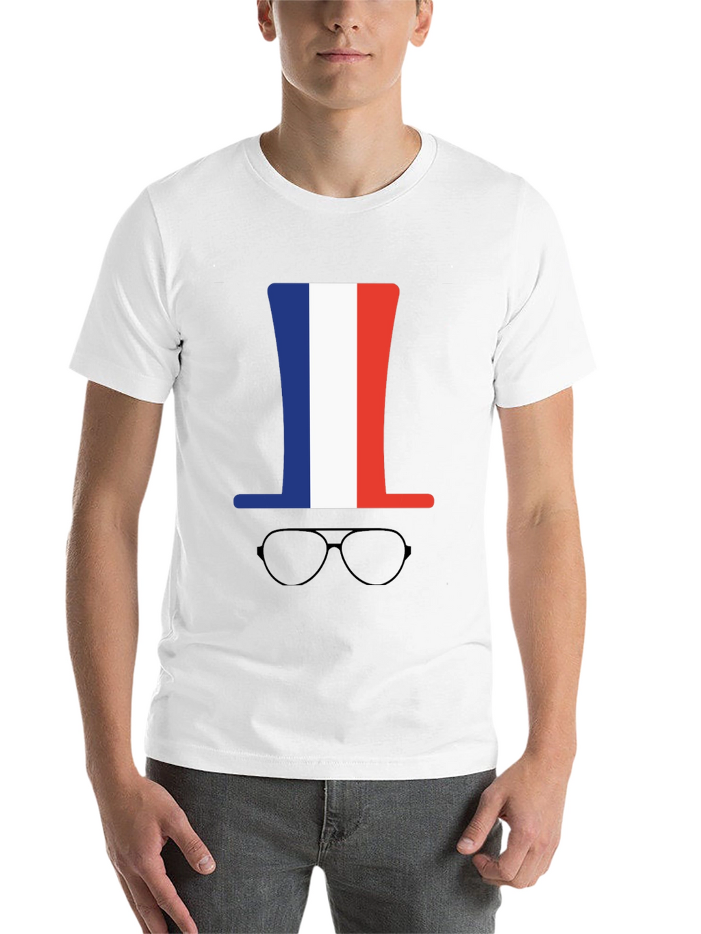 French Flag Hat & Glasses Graphic Tee
