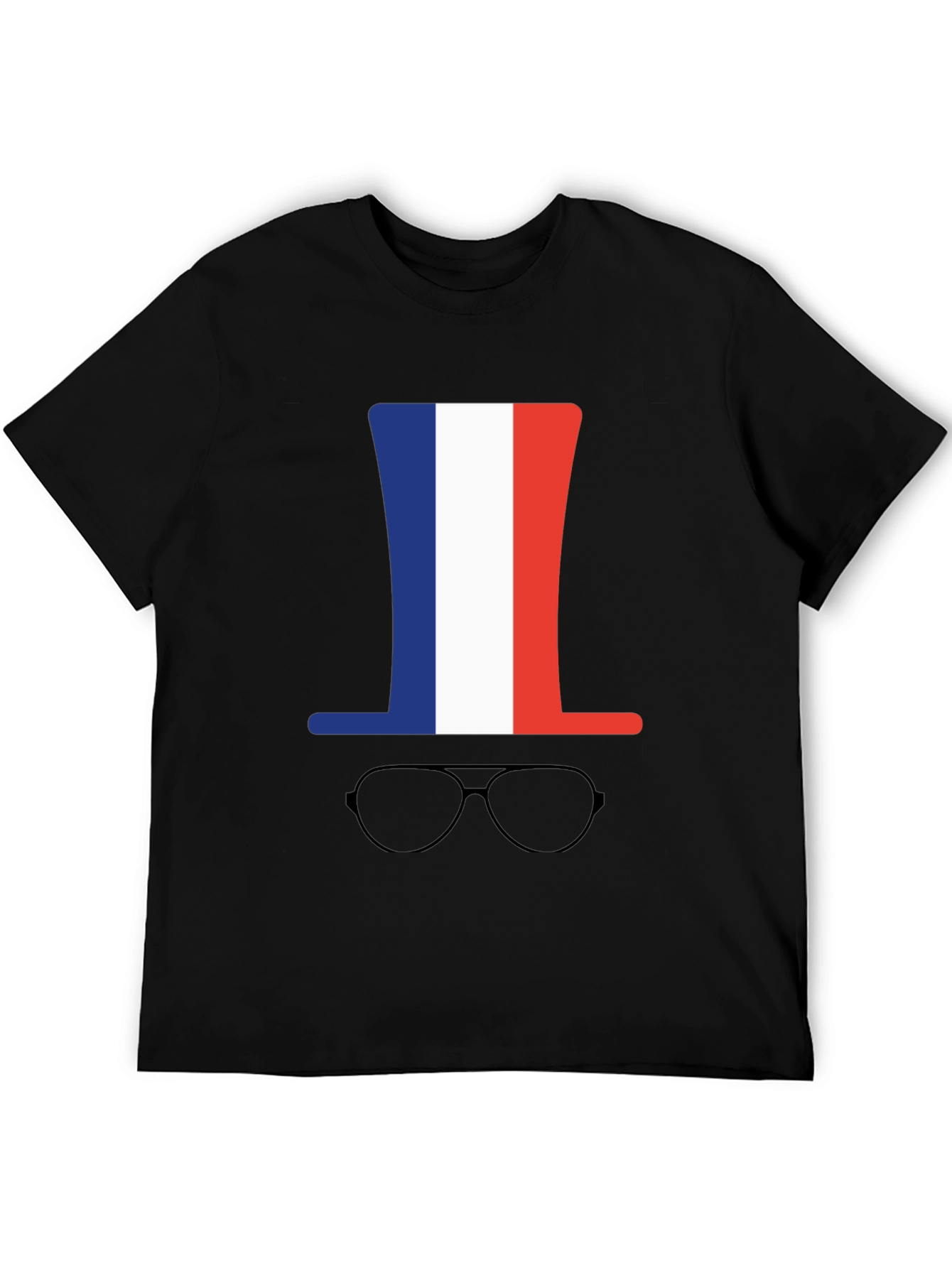 French Flag Hat & Glasses Graphic Tee