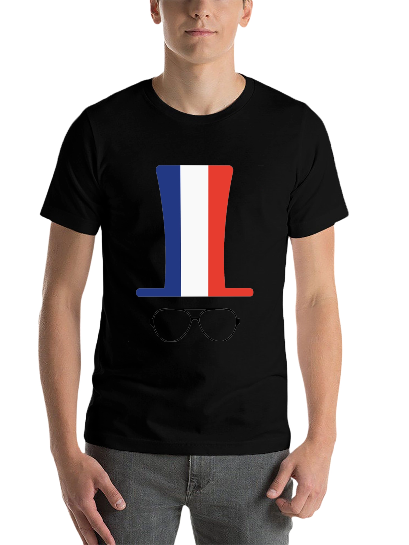 French Flag Hat & Glasses Graphic Tee