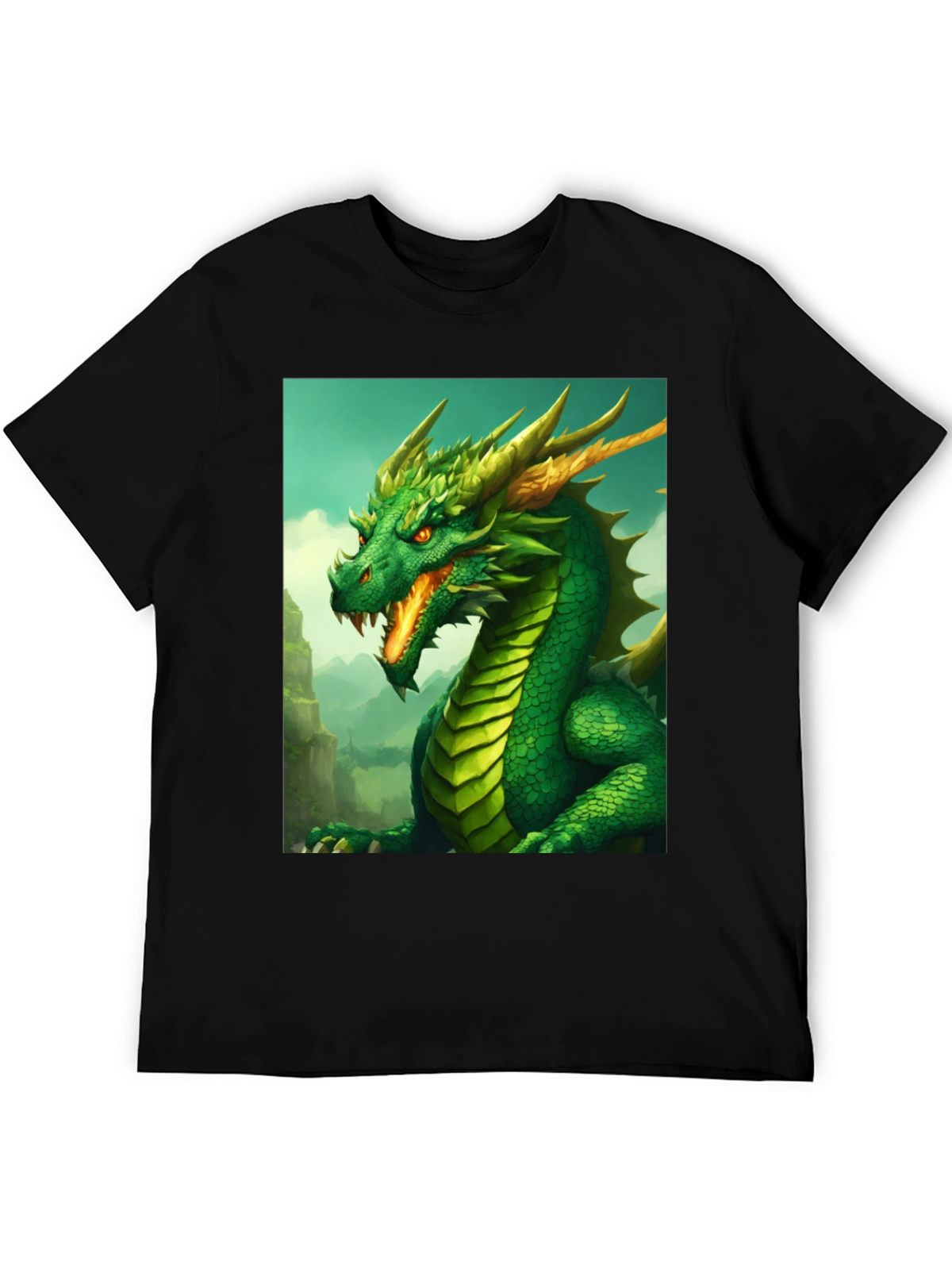 Dragon Graphic Tee - Black Cotton Shirt