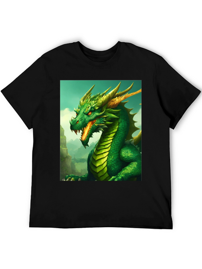 Dragon Graphic Tee - Black Cotton Shirt