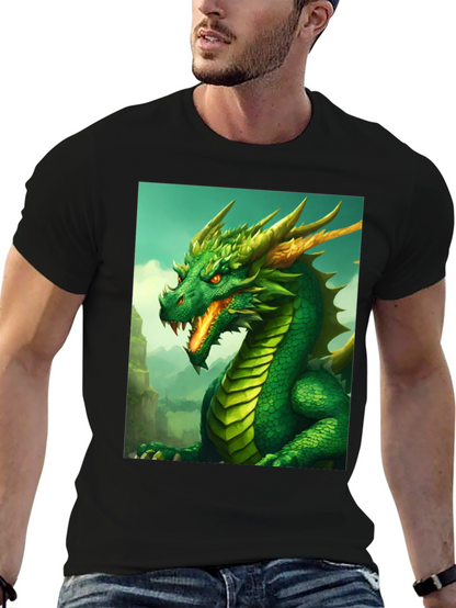 Dragon Graphic Tee - Black Cotton Shirt