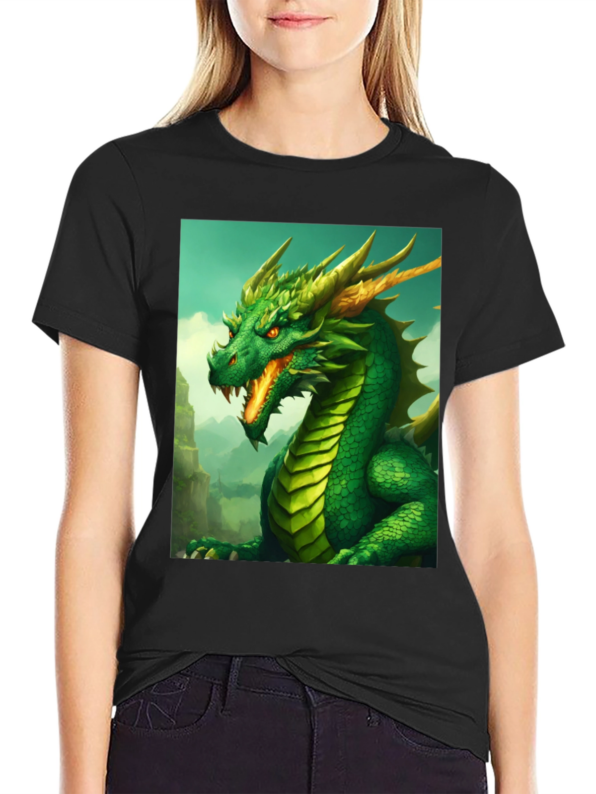 Dragon Graphic Tee - Black Cotton Shirt