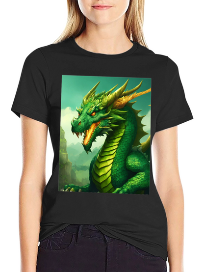 Dragon Graphic Tee - Black Cotton Shirt
