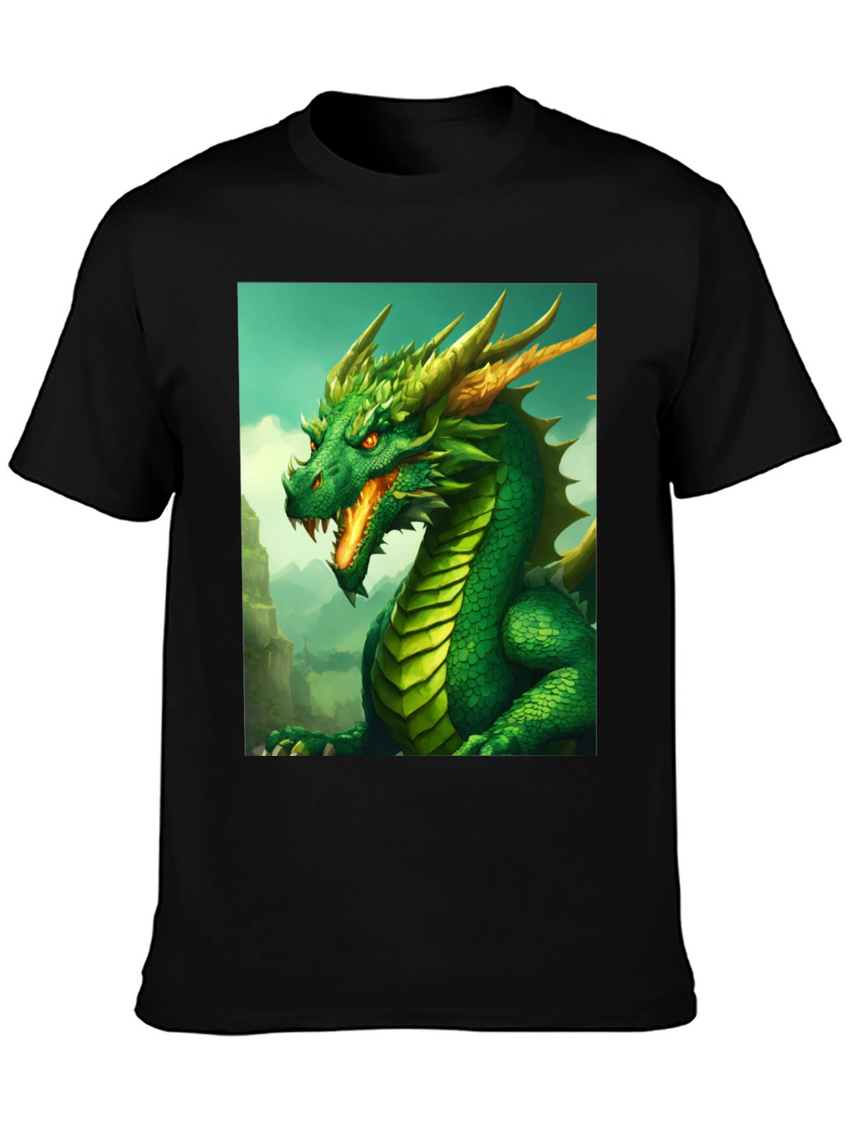Dragon Graphic Tee - Black Cotton Shirt