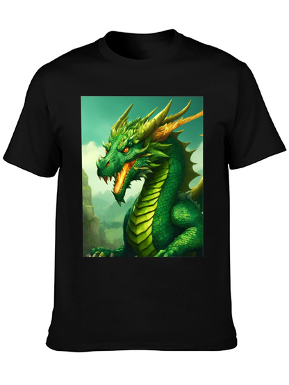 Dragon Graphic Tee - Black Cotton Shirt