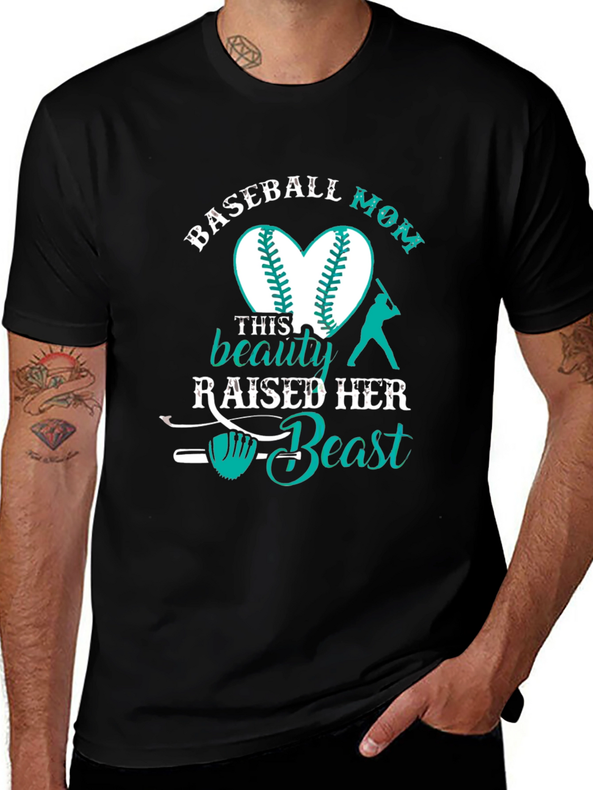 Baseball Mom Graphic T-Shirt - Beauty & Beast Design