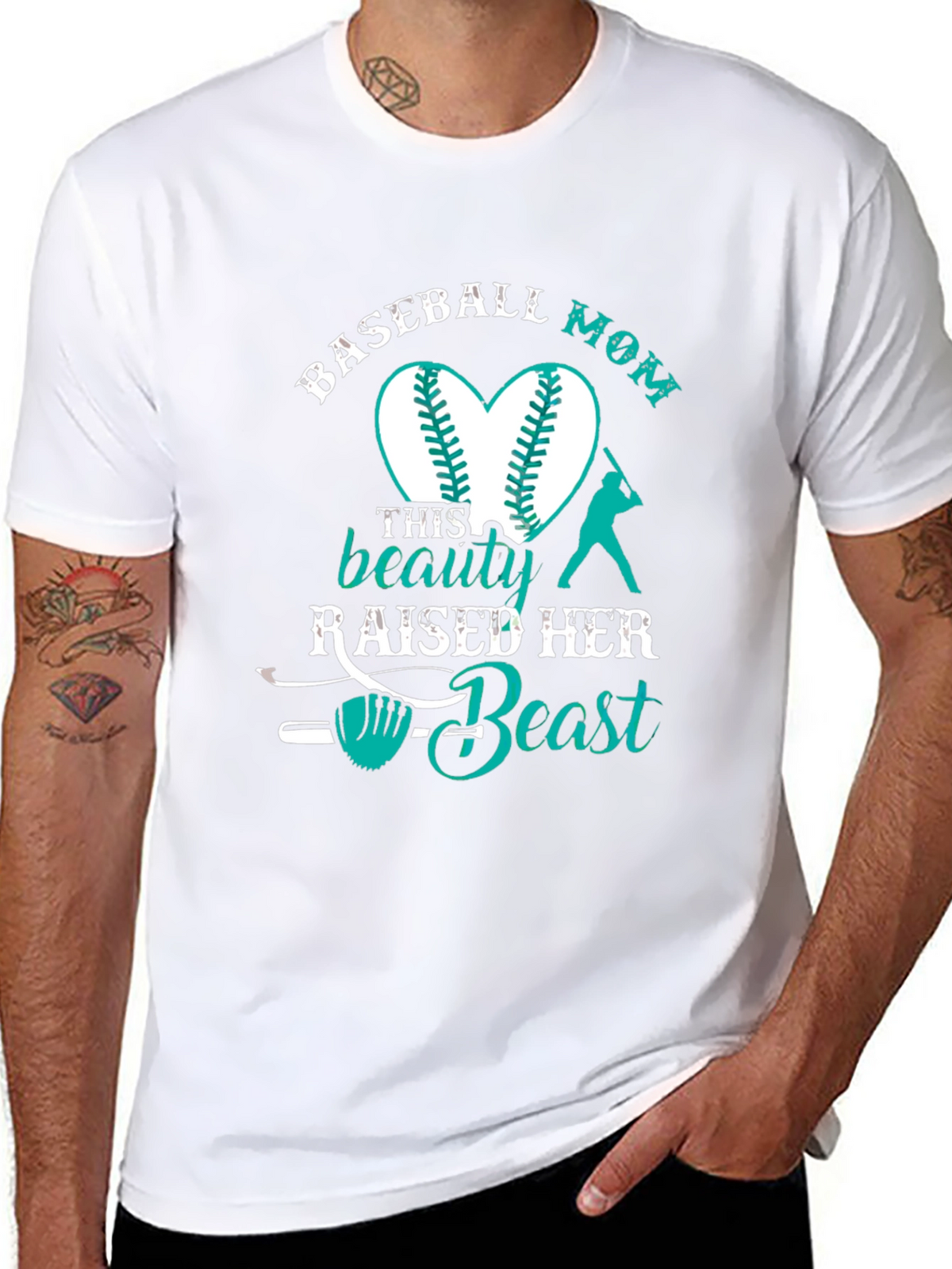 Baseball Mom Graphic T-Shirt - Beauty & Beast Design