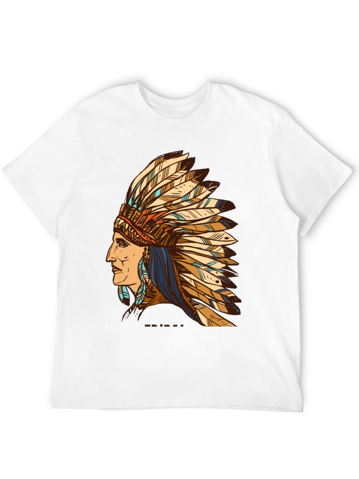 Black Indian Chief Feather Headdress Graphic T-Shirt