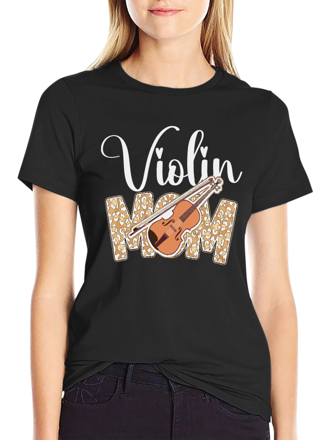 Violin Mom Leopard Print T-Shirt