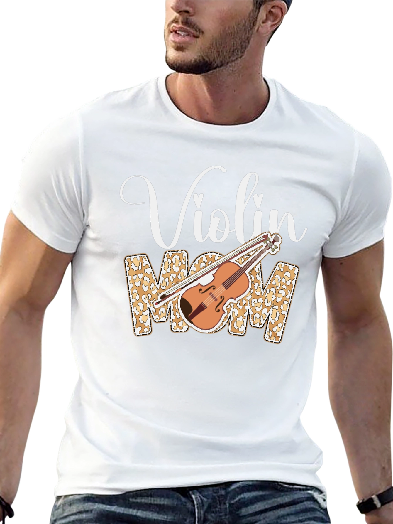 Violin Mom Leopard Print T-Shirt