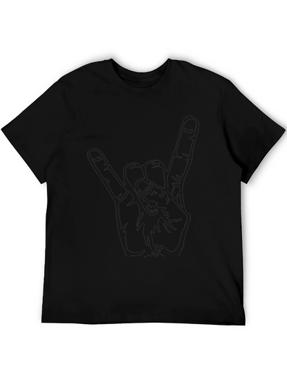 Black Graphic Tee - Rock On Hand Sign