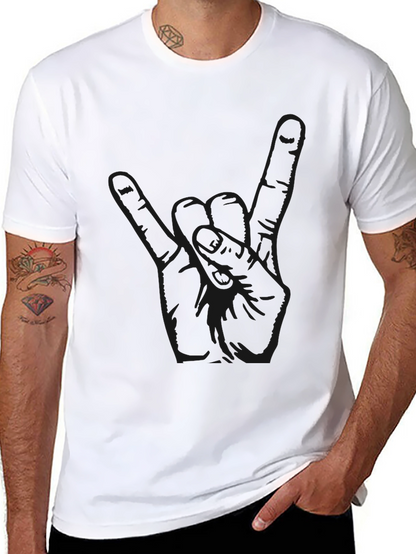 Black Graphic Tee - Rock On Hand Sign