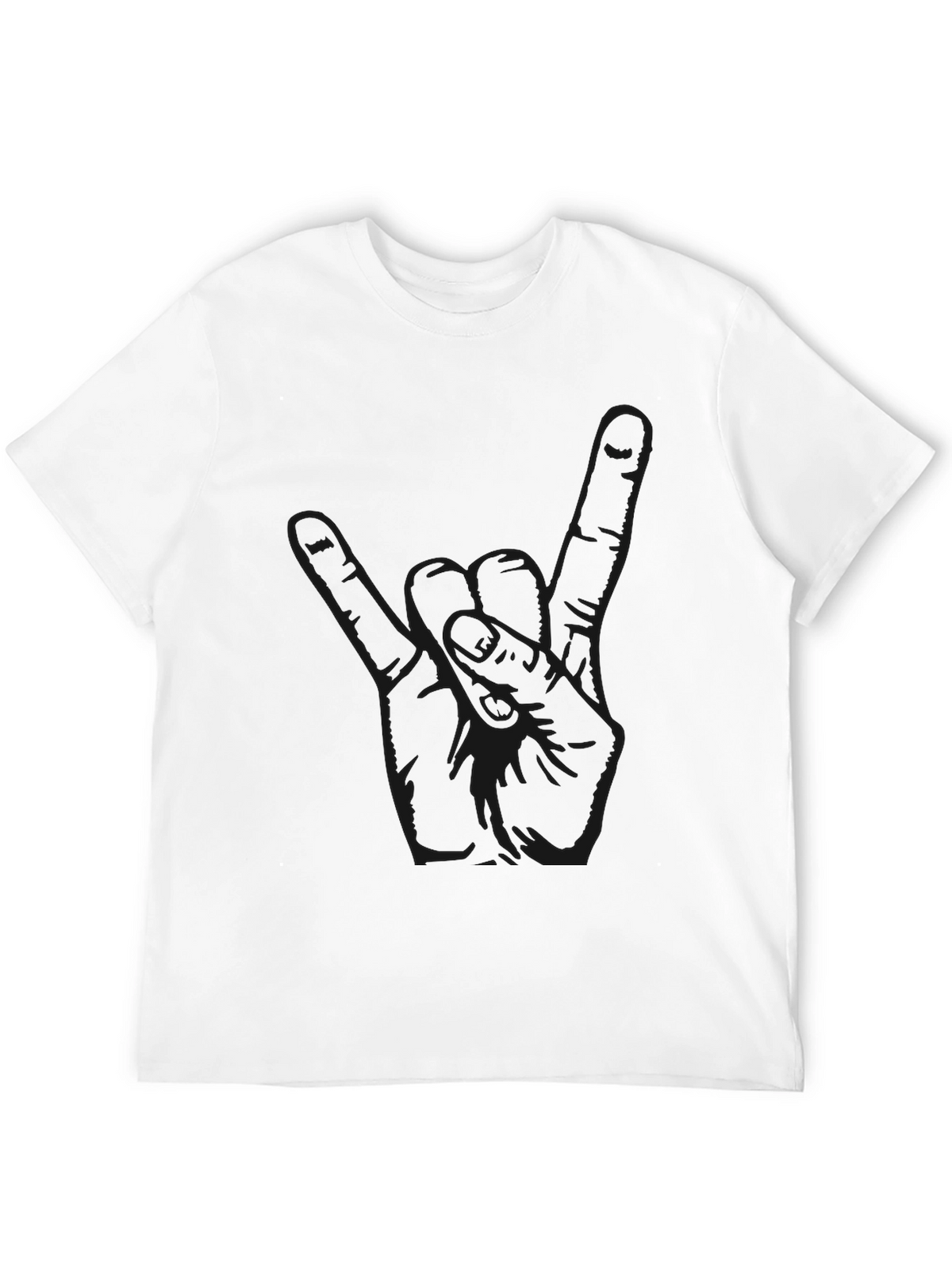Black Graphic Tee - Rock On Hand Sign