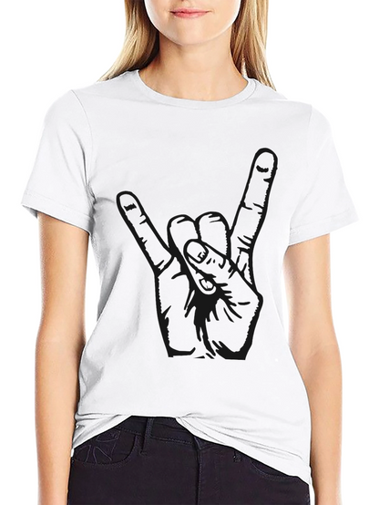 Black Graphic Tee - Rock On Hand Sign