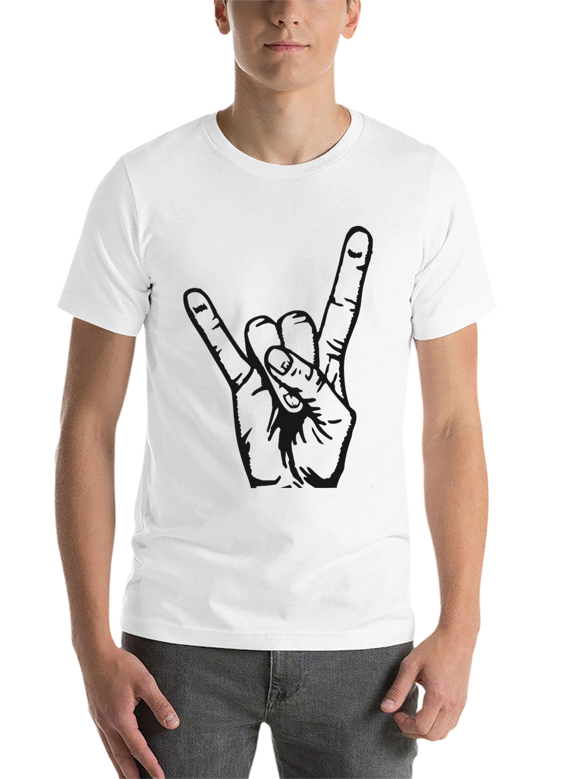 Black Graphic Tee - Rock On Hand Sign