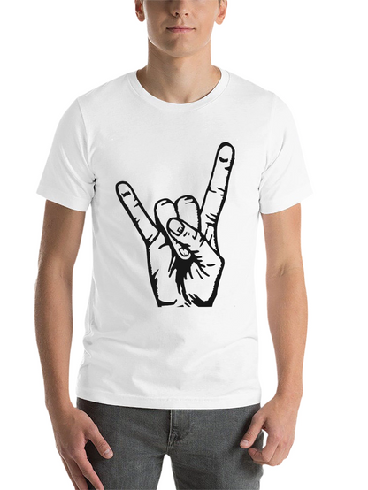 Black Graphic Tee - Rock On Hand Sign