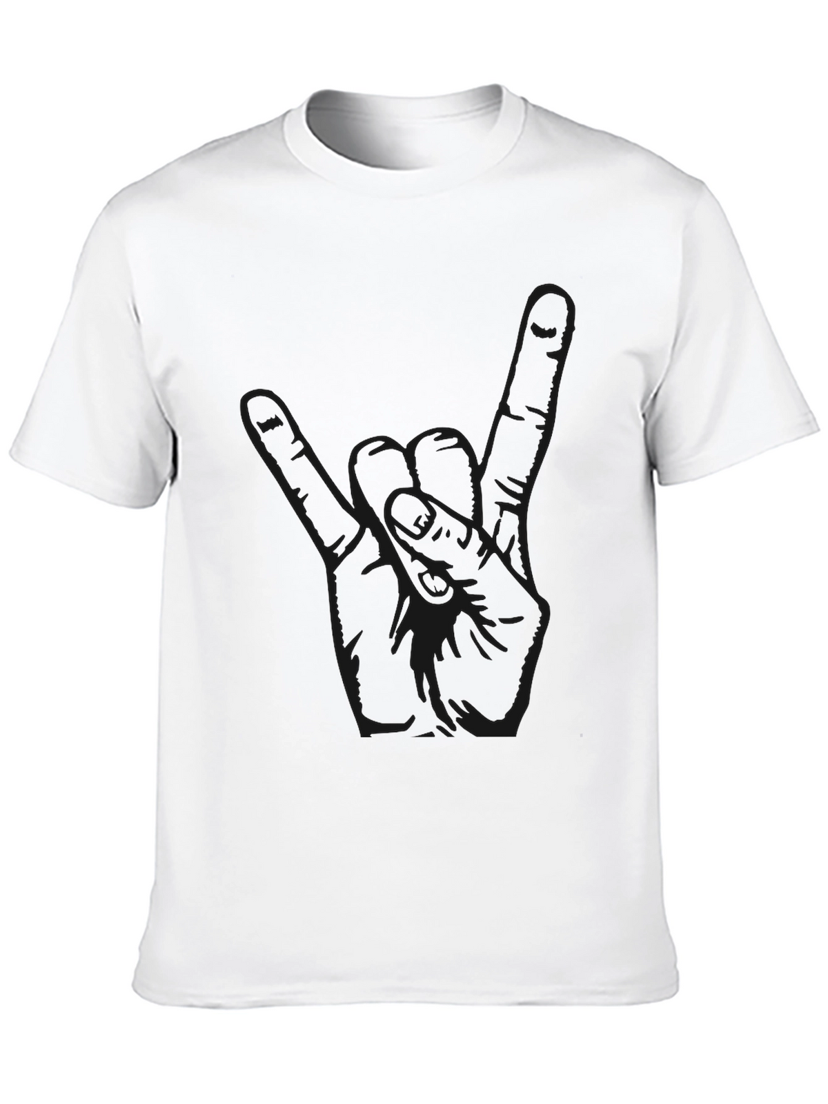 Black Graphic Tee - Rock On Hand Sign