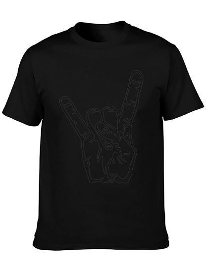 Black Graphic Tee - Rock On Hand Sign