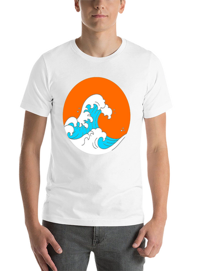 Orange Wave Graphic Black Tee