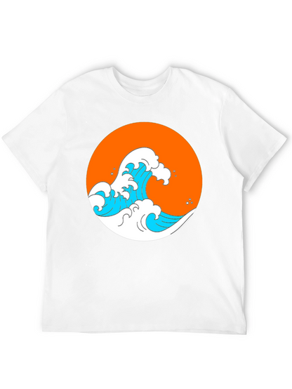 Orange Wave Graphic Black Tee