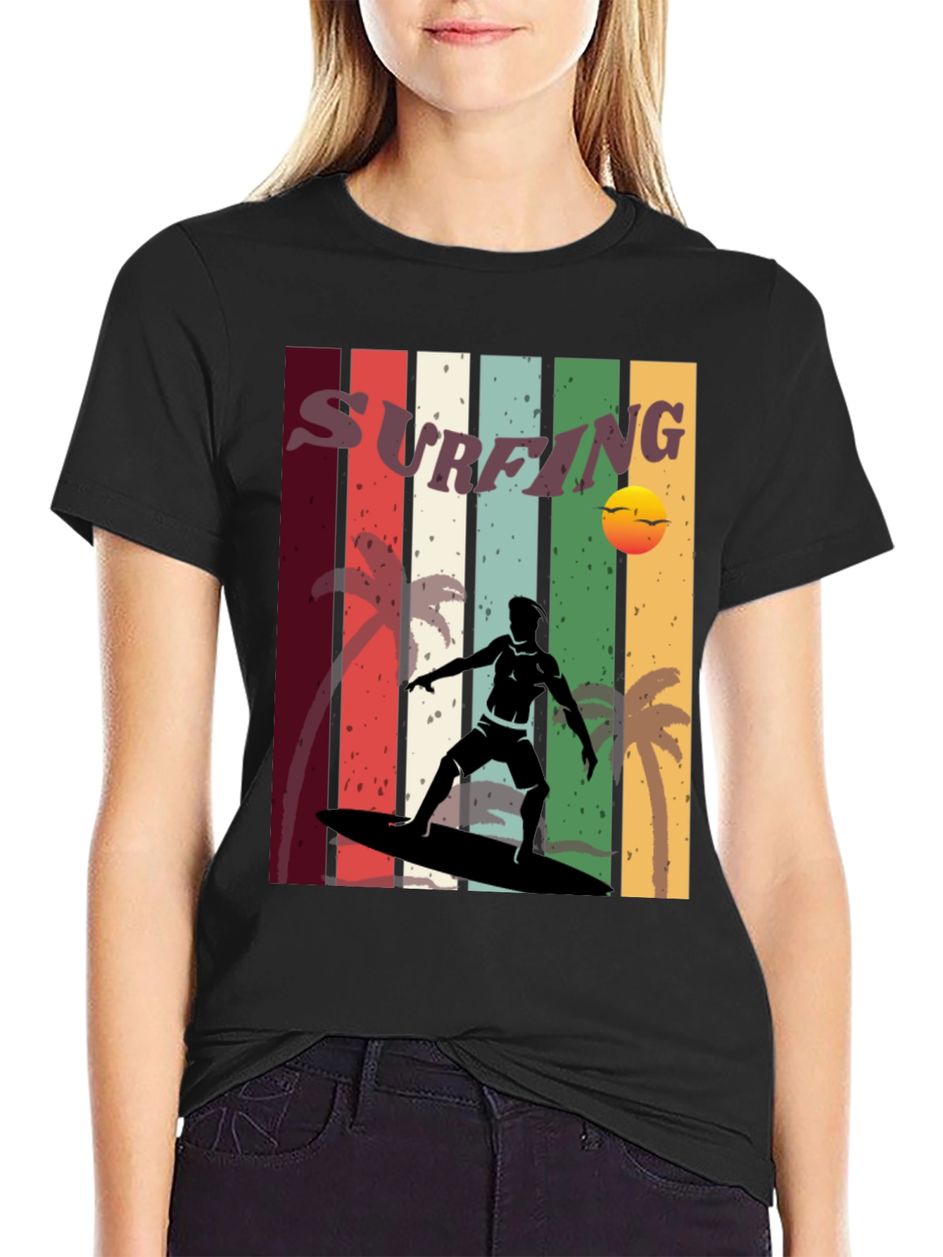 Surfing Retro Tee - Vintage Style Surfer T-Shirt