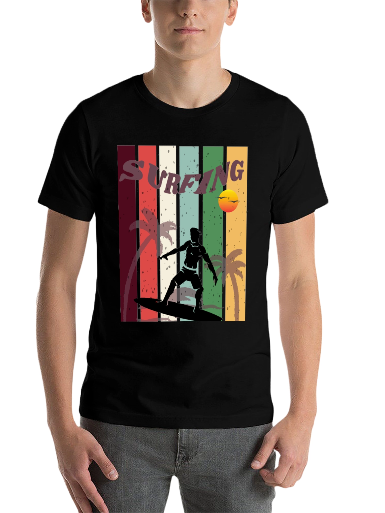 Surfing Retro Tee - Vintage Style Surfer T-Shirt