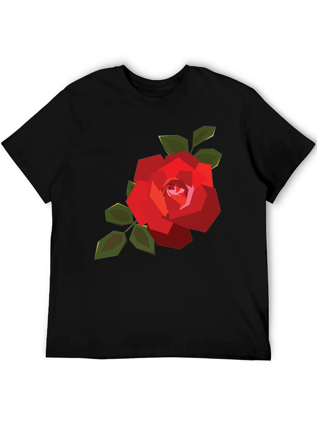 Geometric Rose Graphic Tee - Mens Black Casual Shirt