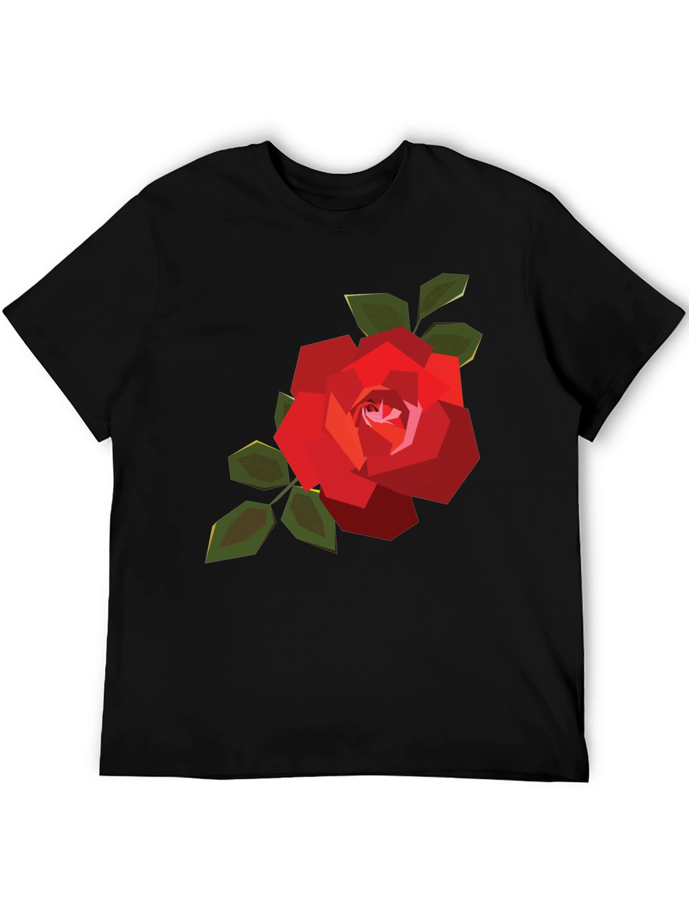 Geometric Rose Graphic Tee - Mens Black Casual Shirt