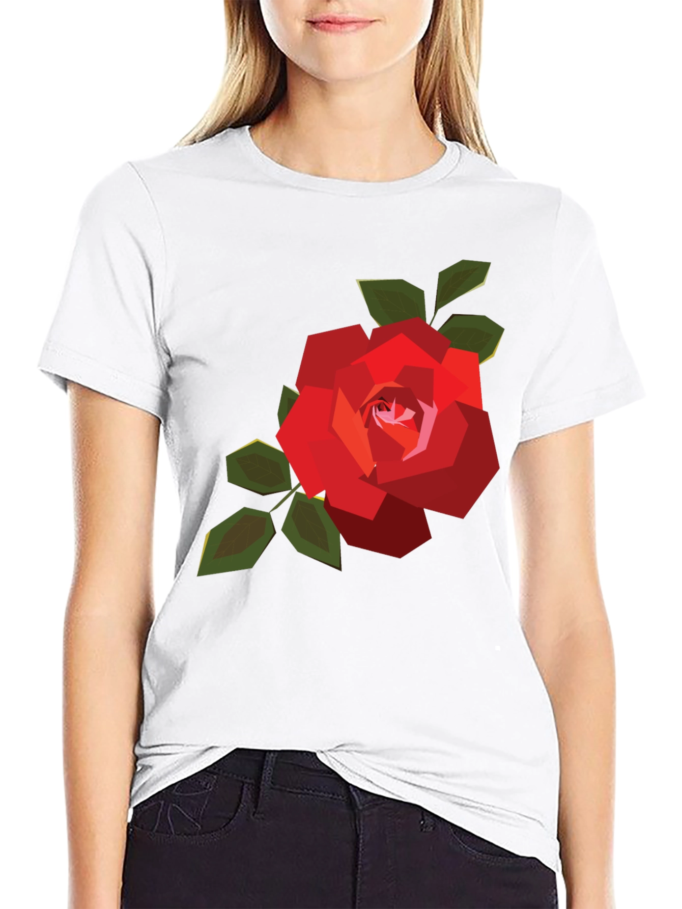 Geometric Rose Graphic Tee - Mens Black Casual Shirt