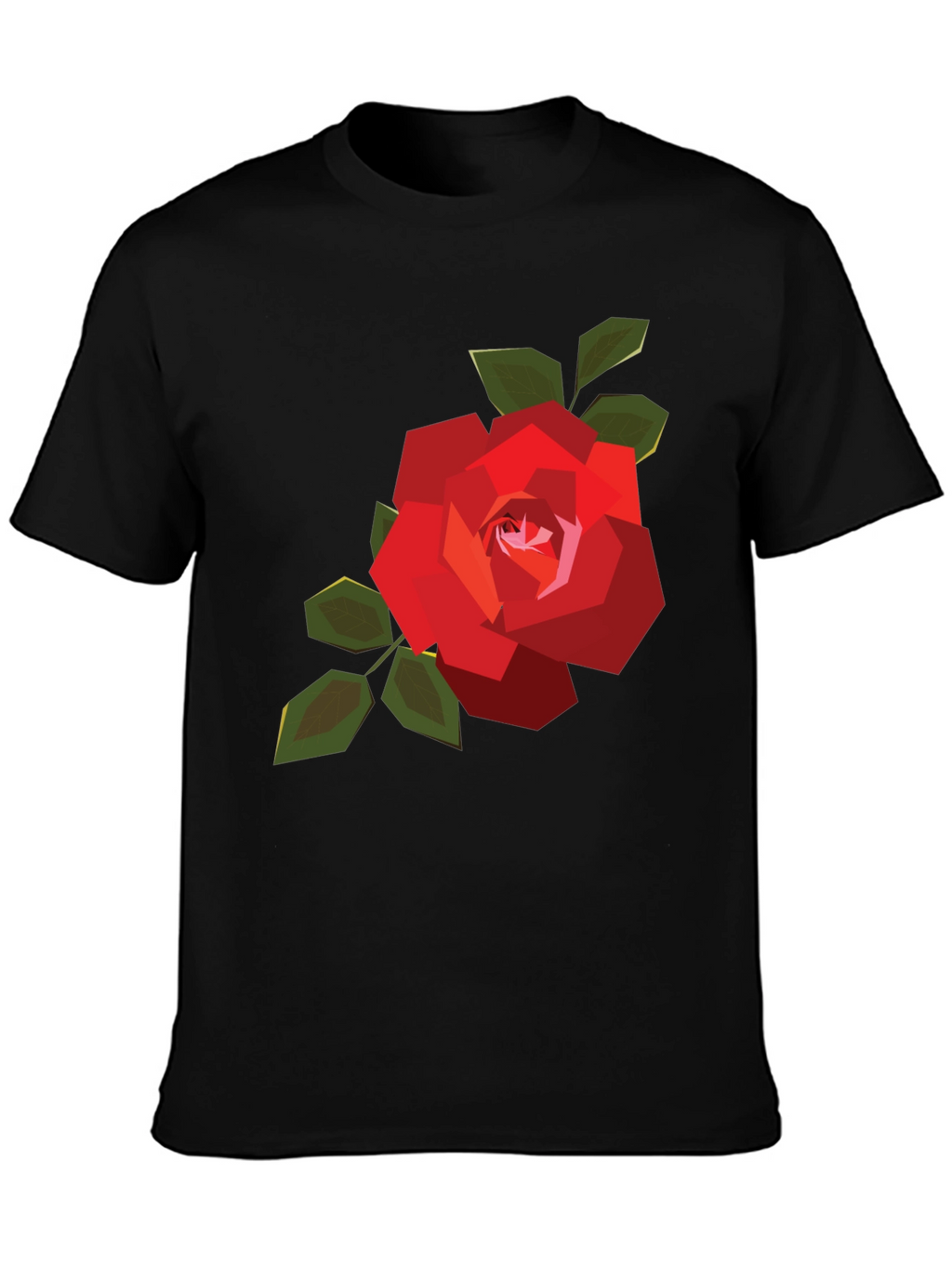 Geometric Rose Graphic Tee - Mens Black Casual Shirt