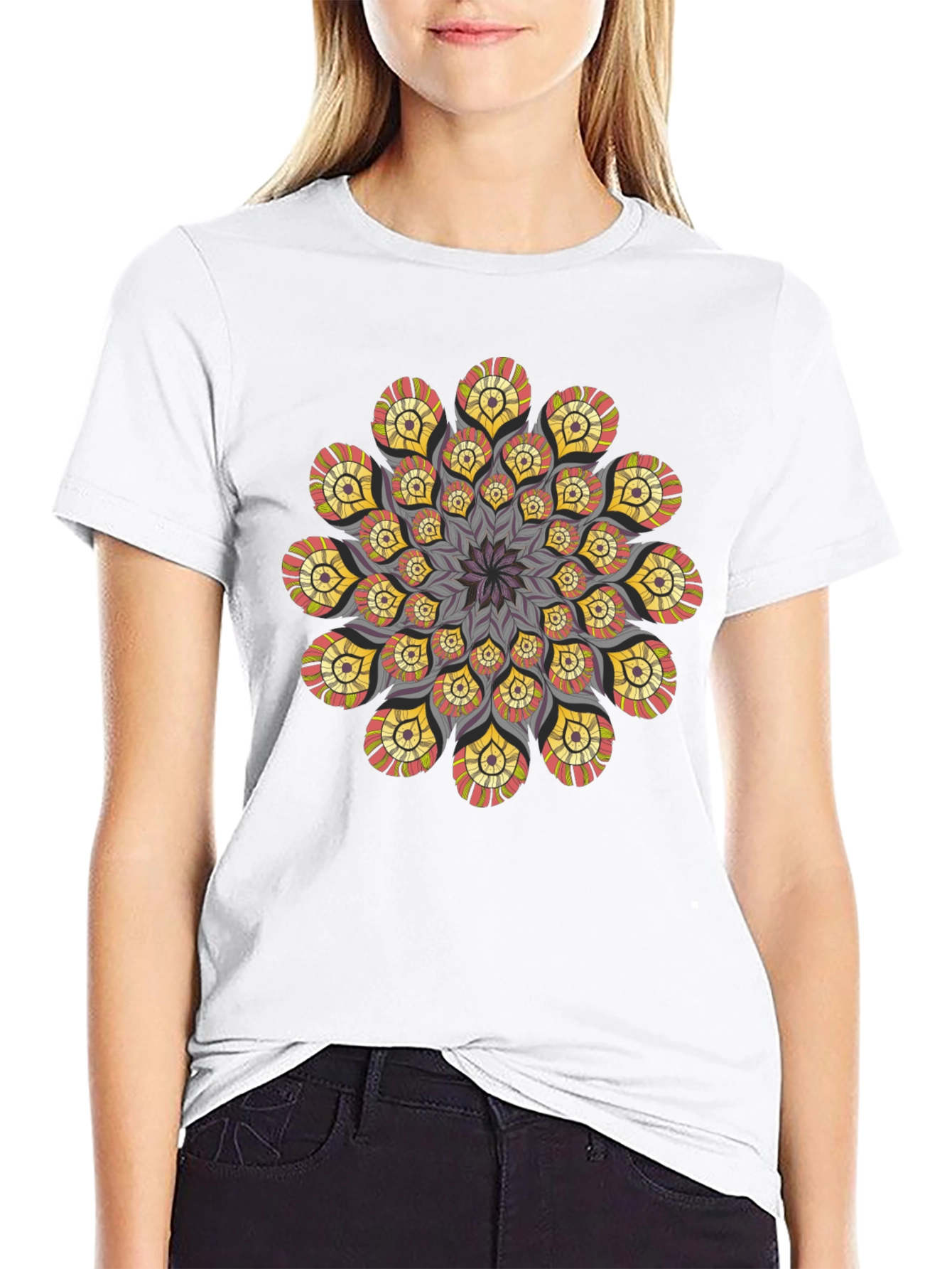 Mandala T-Shirt: Stylish Geometric Design Black