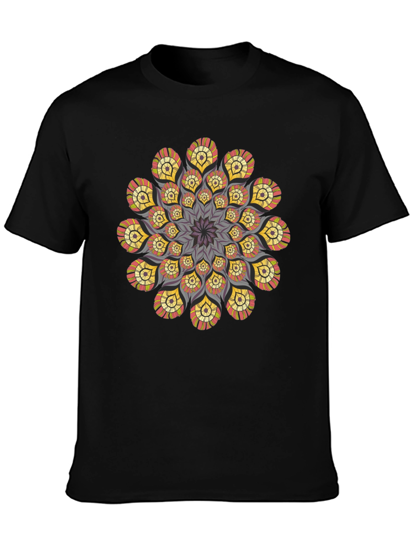 Mandala T-Shirt: Stylish Geometric Design Black