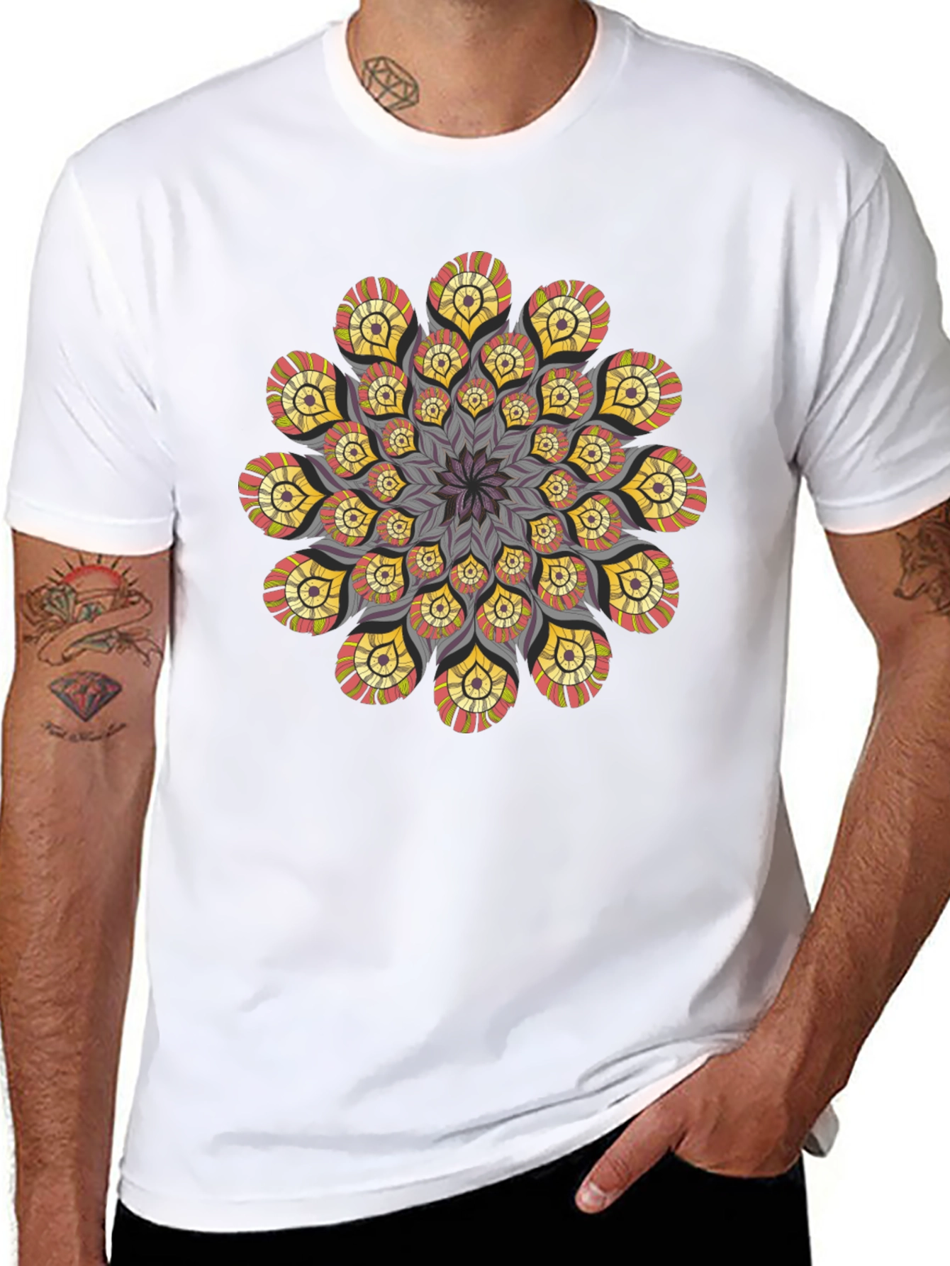 Mandala T-Shirt: Stylish Geometric Design Black