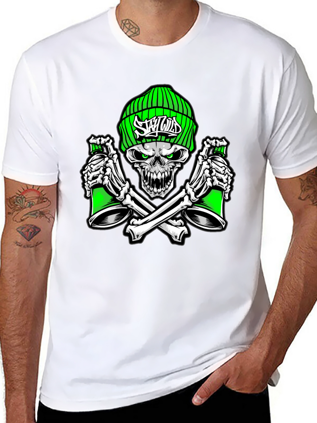 Skull Spray Paint Graphic T-Shirt