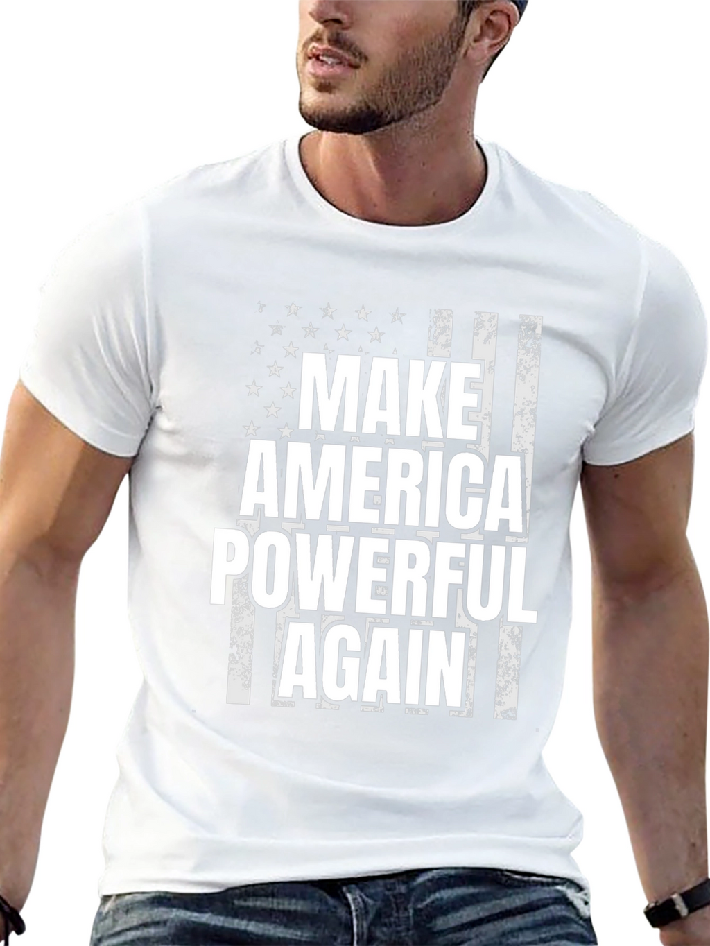 Make America Powerful Again T-Shirt - Patriotic Flag Design