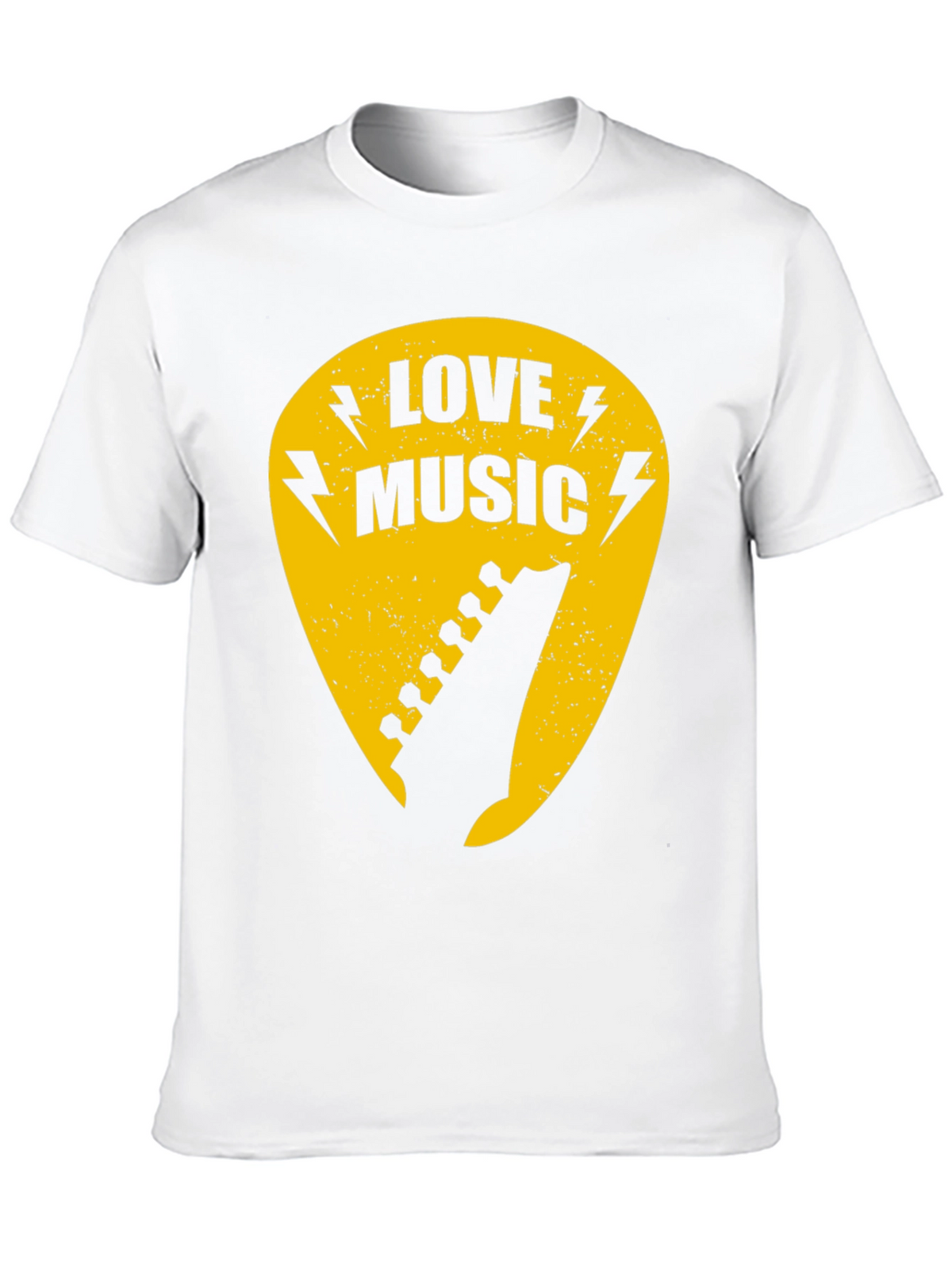 Love Music Black Graphic T-Shirt - Guitar Pick Design